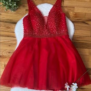 Gorgeous Red Formal Christmas/Holiday Dress with Beautiful Beads